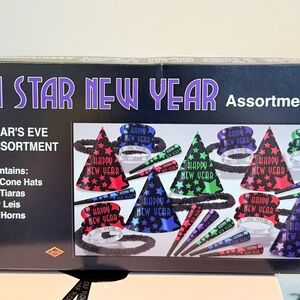 Starry New Year Celebration Hat Set - Red, Blue, Green